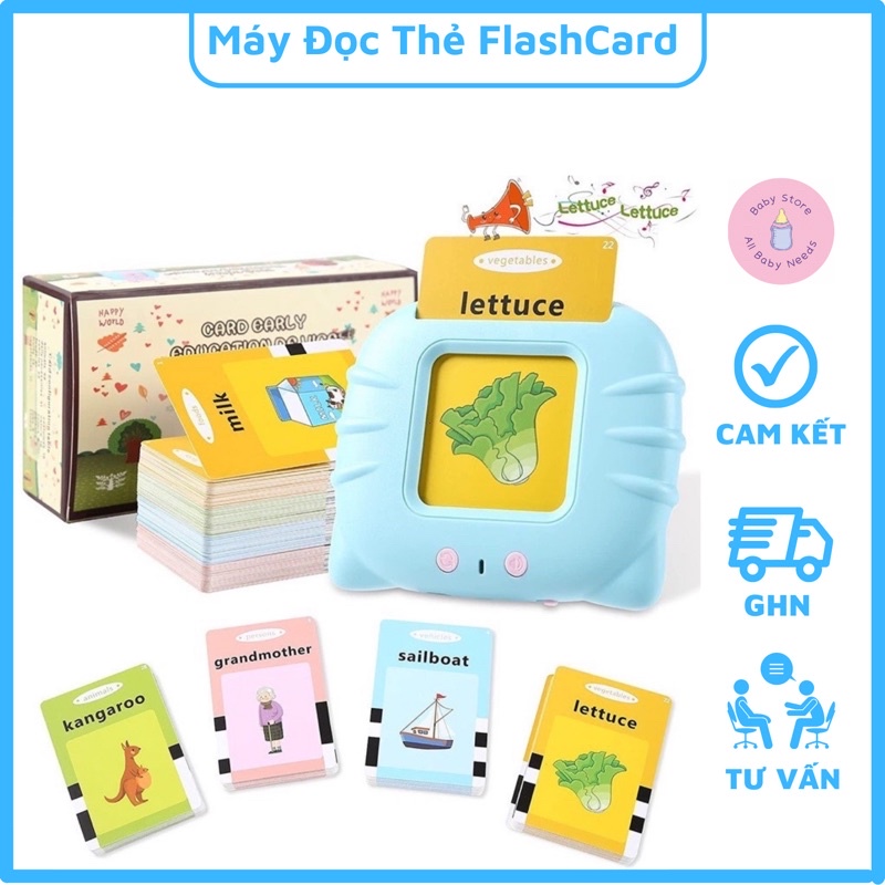 Máy Đọc Thẻ FlashCard Tiếng Anh Cho Bé 112 Thẻ 224 Từ Vựng Không Sóng Điện Từ