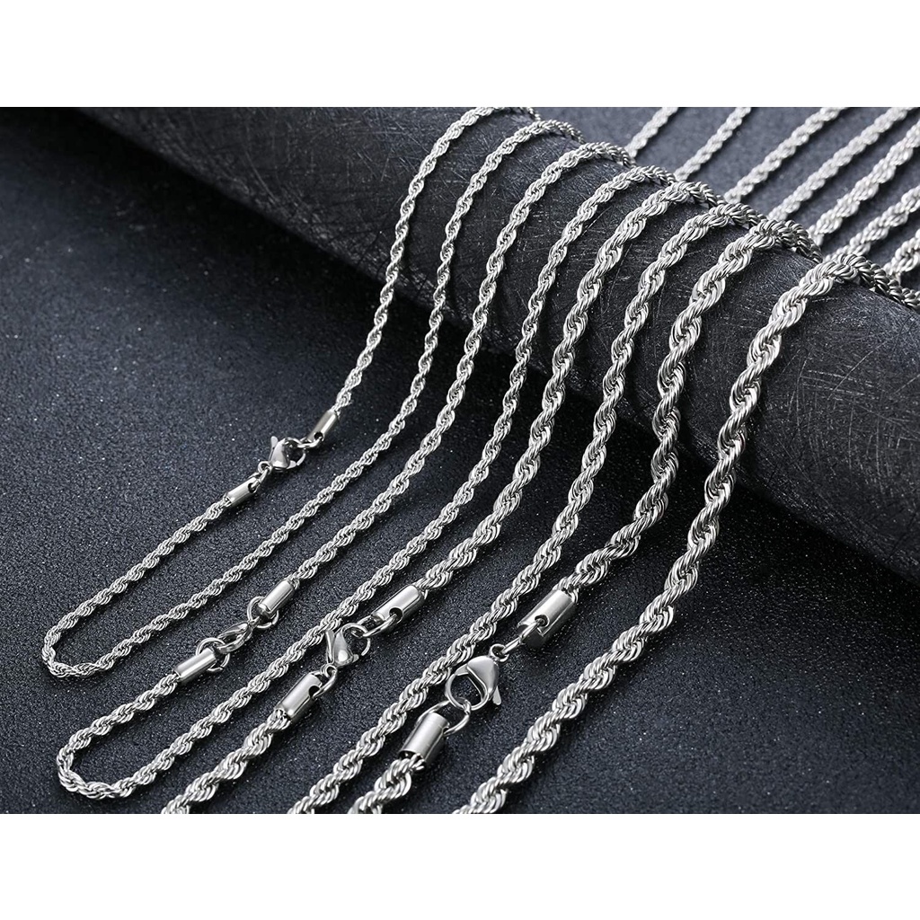 Dây chuyền nữ không mặt chuỗi xoắn 3 bằng titan không đen vĩnh viễn - DCTT22012-2