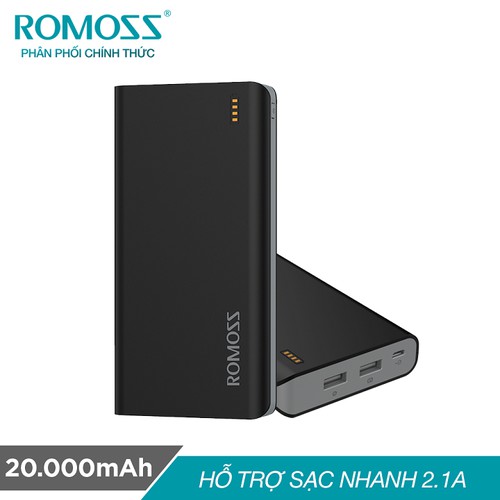 Pin sạc dự phòng Romoss Solit 20 20.000mAh Đen - Hãng phân phối chính thức - SOLIT20