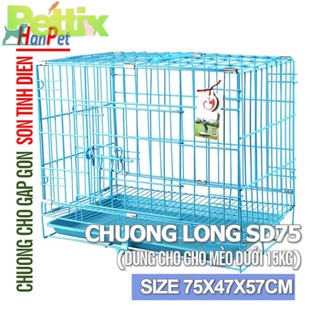 [ Bao Đổi Trả ] Lồng gấp xuất khẩu SD75 lồng chó mèo dưới 15kg (75cm *47cm *57cm) sơn tính điện