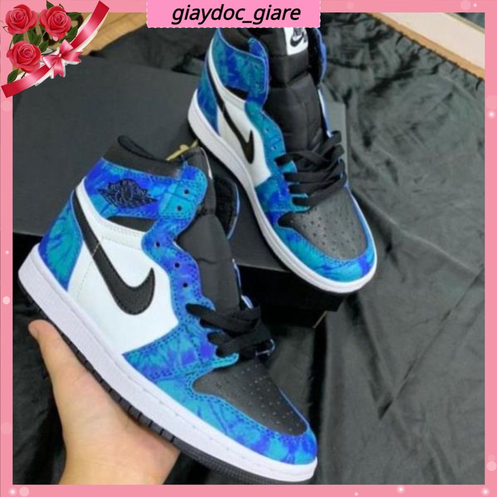 👉giày độc giá rẻ👉Giày Jordan Cổ Cao Xanh Loang Đậm,Giày Thể Thao JD1 Tie Dye Xanh Nước Biển Hàng Đẹp Đủ Size Nam Nữ