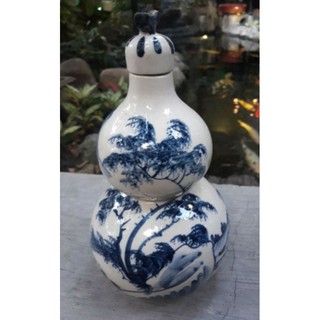 Bình đựng rượu gốm sứ Bát Tràng hồ lô tráng men dụng tích 1000ml