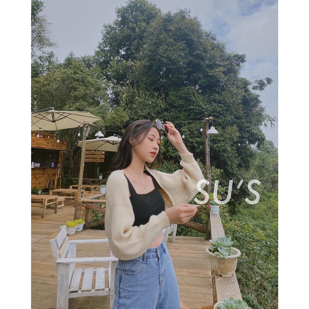 Áo Khoác Cardigan Dệt Kim Dáng Rộng Croptop Kiểu hàn Quốc Xinh Xắn dễ Thương | Bé Tiu Clothing | BigBuy360 - bigbuy360.vn