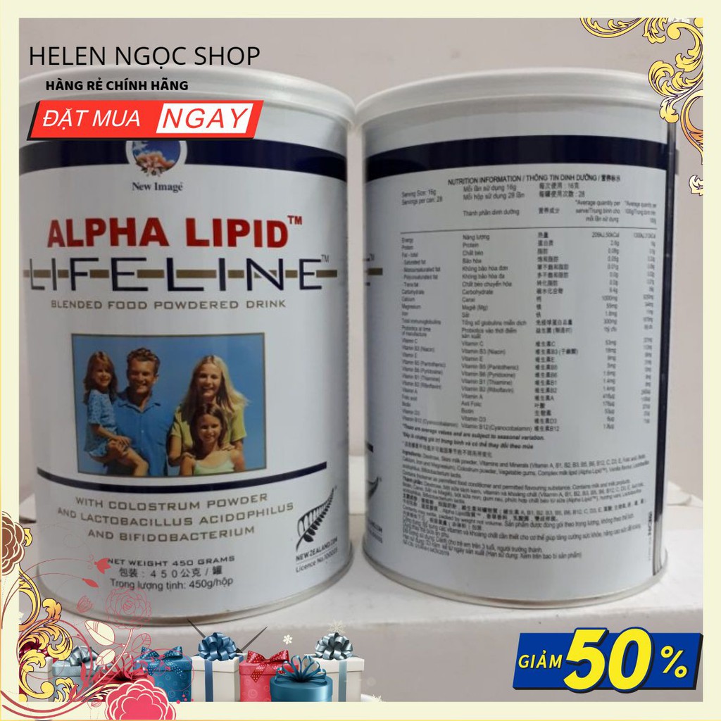 [HÀNG CHÍNH HÃNG] SỮA NON ALPHA LIPID LIFELINE CỦA NEW ZEALAND 450G ( CÓ HÓA ĐƠN )