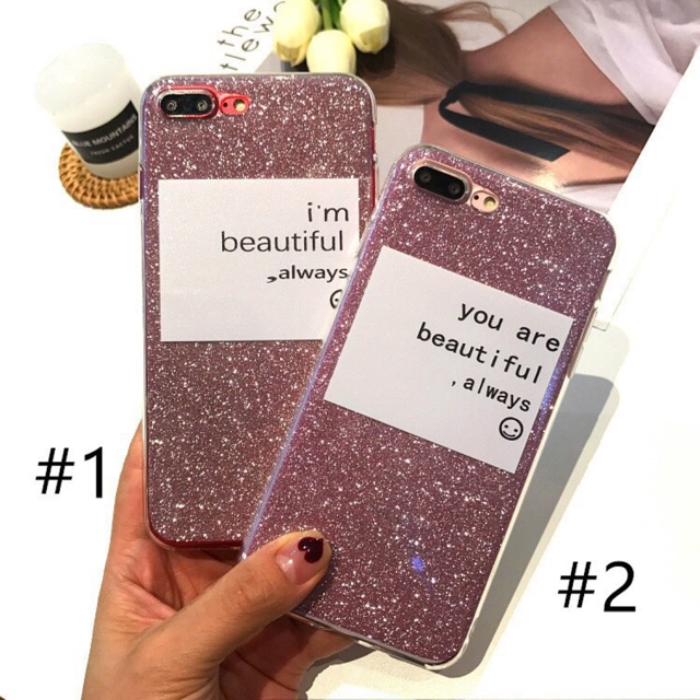 Ốp Iphone 6Plus/6S Plus nhũ chữ