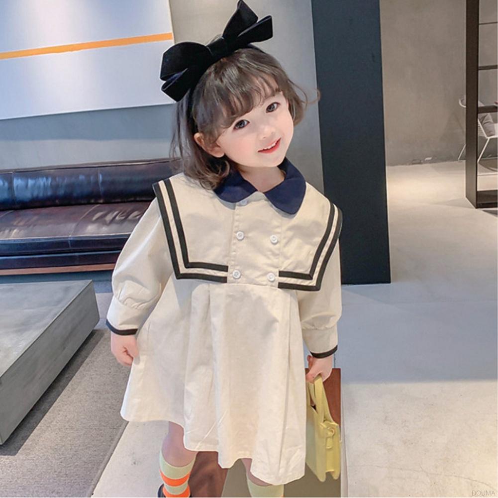 Đầm dài tay cổ búp bê phong cách Hàn Quốc thời trang cho bé gái