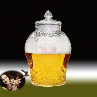 Bình ngâm rượu thủy tinh kim cương 15 lít