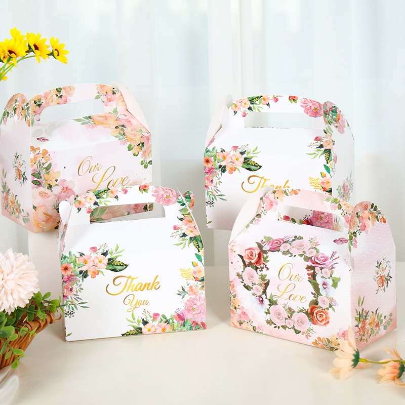 Set 4 Hộp carton Đựng Kẹo Họa Tiết Hoạt Hình Trang Trí Tiệc Cưới/Sinh Nhật