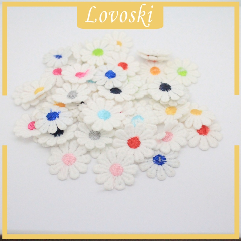 Set 50 Miếng Dán Trang Trí Quần Áo Hình Hoa Cúc Thêu Xinh Xắn