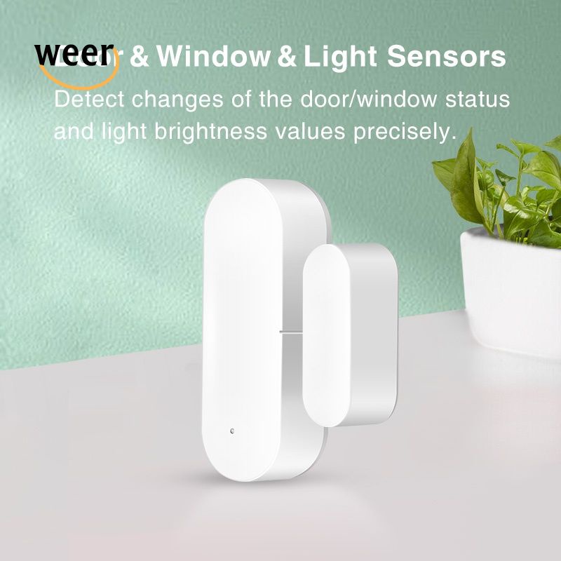 【Weer】 tuya WiFi Thông Minh Đa chức năng Cửa Cảm Biến Từ Tính Thông Minh Cảm Biến Ánh Sáng Cửa Cảm Biến Từ Tính Báo Động Detector.