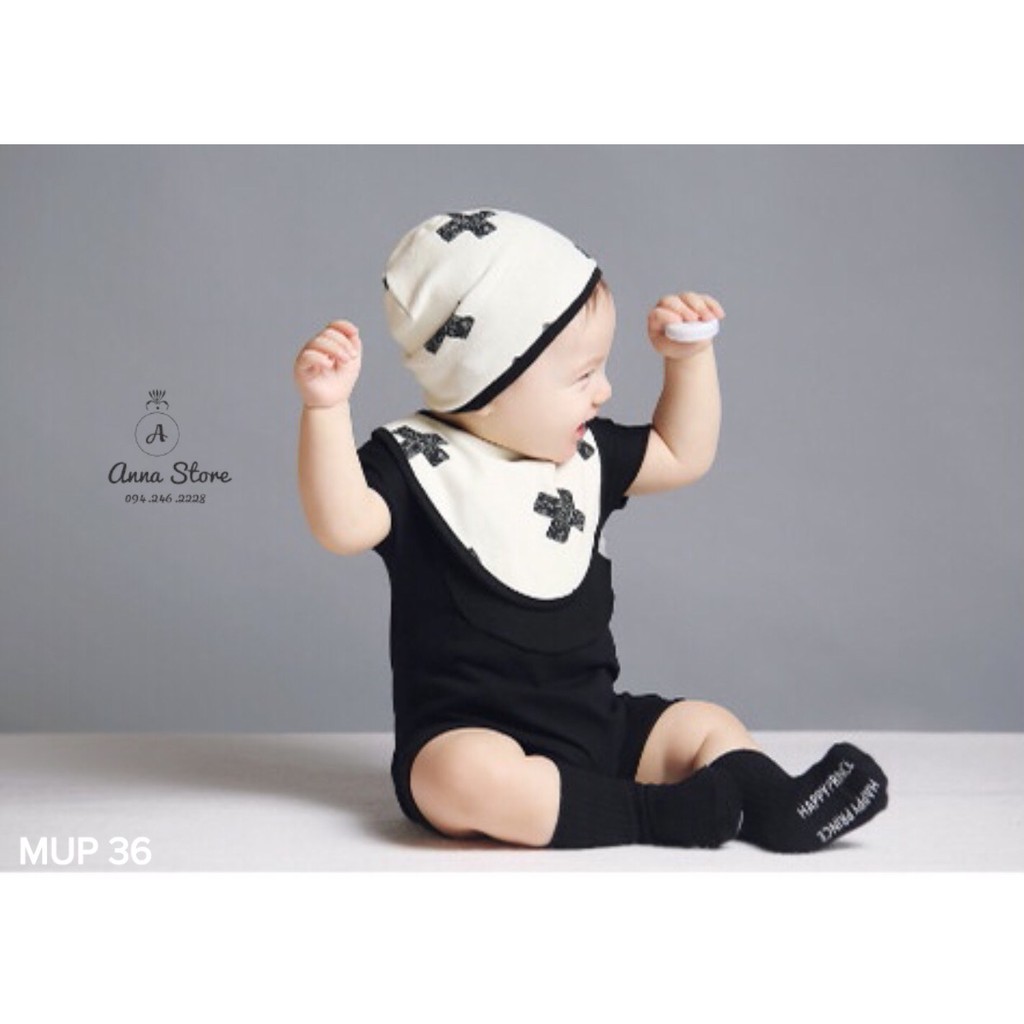 MUP 36: Set mũ kèm yếm cho bé trai 4-12m