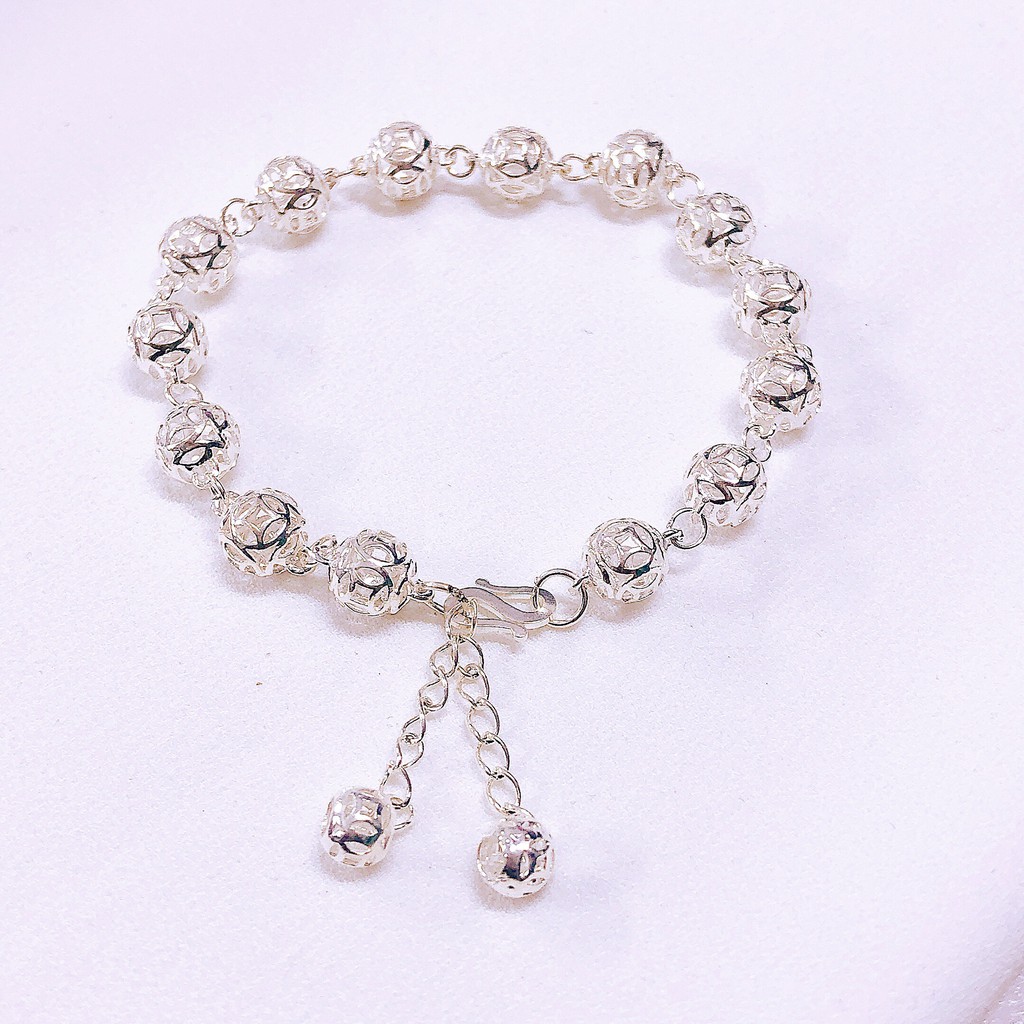 Lắc tay nữ bạc thật quả cầu kim tiền may mắn tài lộc chất liệu bạc ta sáng đẹp/ Trang sức JQN