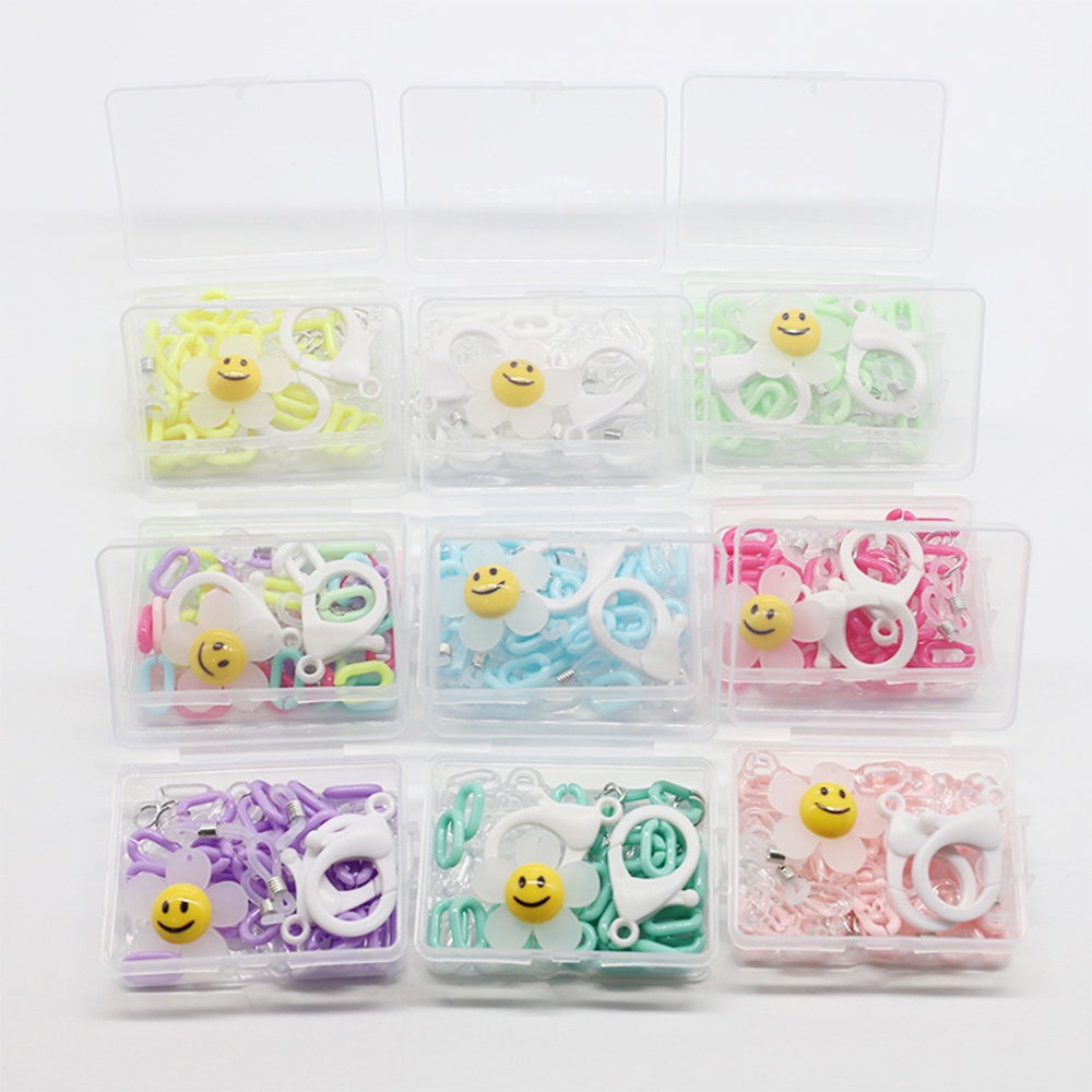 1 Hộp Đựng Mặt Nạ Trong Suốt Họa Tiết Hoa Cười Kèm Dây Đeo Tiện Dụng DIY