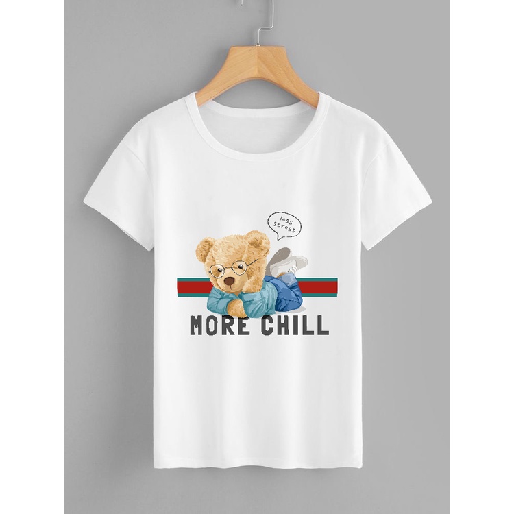 Áo thun gia đình 3 4 người bé gái bé trai in hình gấu dễ hương  co giản 4 chiều