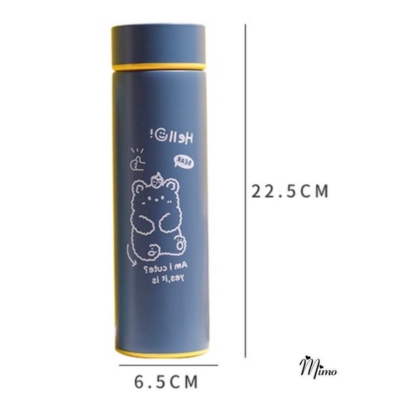 Bình giữ nhiệt cute họa tiết hoạt hình gấu, thỏ, bình inox an toàn chắc chắn dung tích 450ml màu sắc năng động trẻ trung