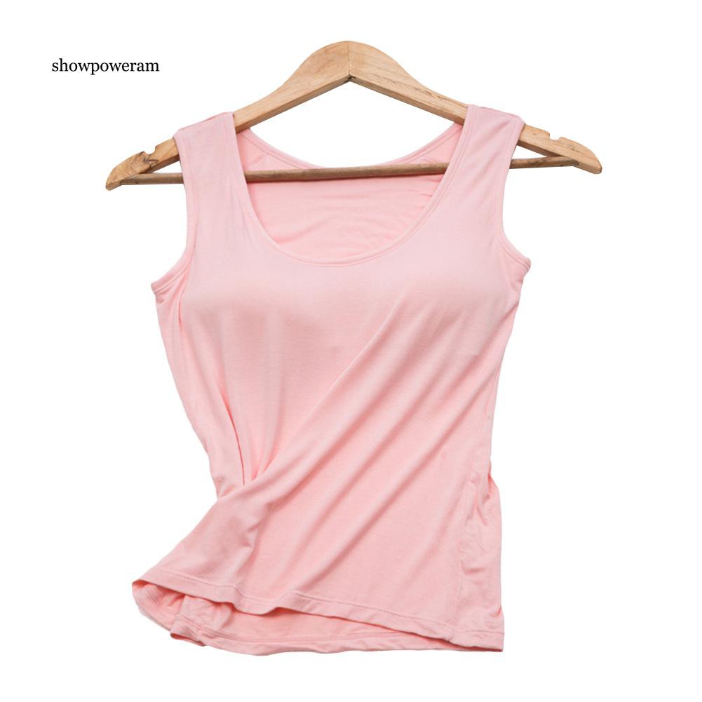 Áo cộc tay cổ chữ U trơn có mút nâng ngực đơn giản quyến rũ cho nữ | BigBuy360 - bigbuy360.vn