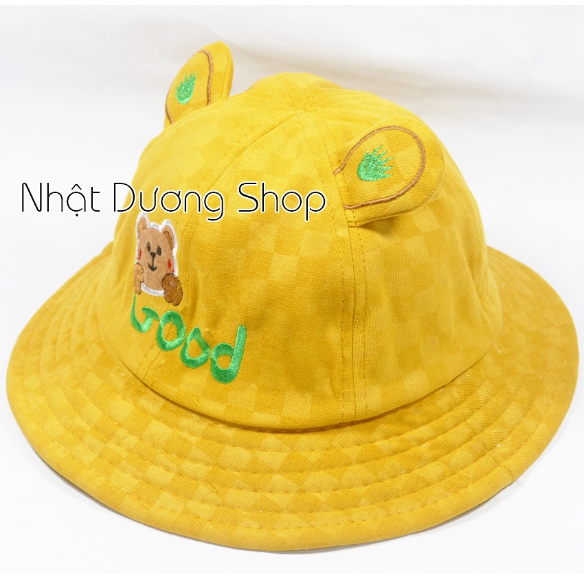 Nón bucket ,nón tai bèo trẻ em hình gấu dễ thương - chât liệu vải nhung mềm mại tạo cảm giác cho bé