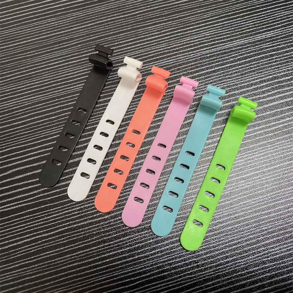 1 Dây Quấn Dây Cáp Sạc USB Bằng Silicone 5 Lỗ Màu Trơn Đơn Giản Tái Sử Dụng Được
