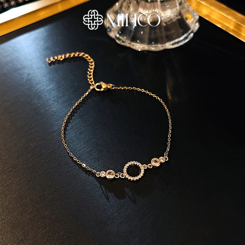 Lắc tay nữ Minco Accessoriesm vòng tay nữ mặt tròn mix đá phong cách Hàn Quốc phụ kiện trang sức thời trang đẹp VT15