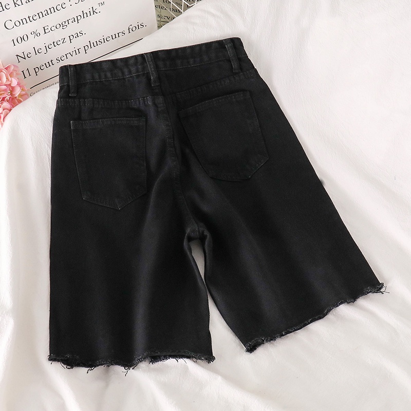 Quần short IELGY denim năm điểm thẳng cho nữ