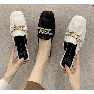Giày sục nữ da mềm đính dây xích - MS 76