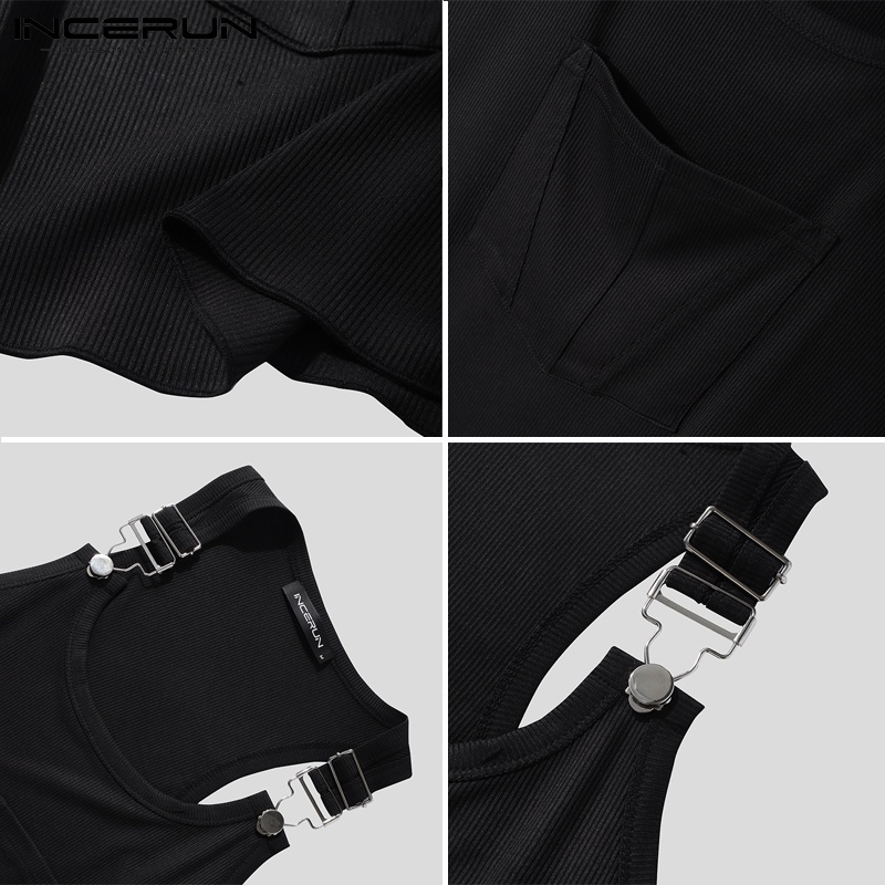 Áo ba lỗ nam INCERUN thiết kế dây gài dáng ôm vừa vặn thời trang mùa hè