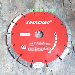 Lưỡi cắt đá D 180mmSHENCHAO 14 răng, dày 2mm, lỗ 25.4mm có kèm 2 long đền đệm thành 22mm, 20mm
