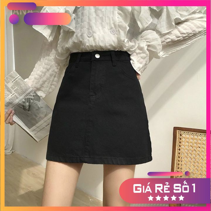 [RẺ VÔ ĐỊCH] Chân Váy Kaki Chữ A Ngắn Màu Đen Trắng Kem - Lưng Cạp Cao -  Vải Kaki - Mặc Đi Làm Công Sở - | BigBuy360 - bigbuy360.vn
