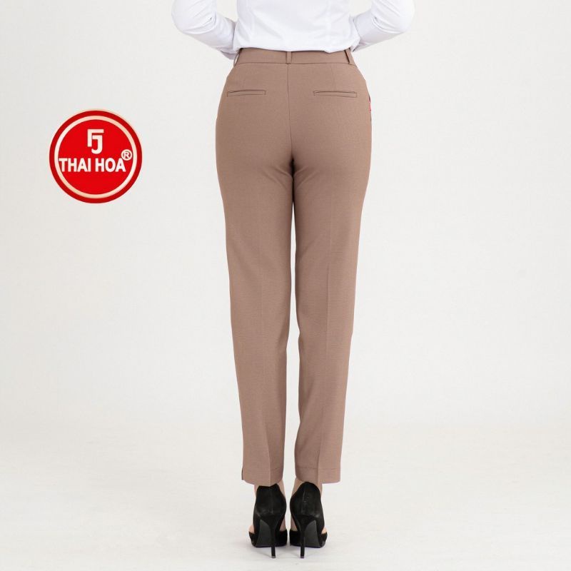 Quần Tây Thái Hòa 9 tấc 2 ly chìm màu nâu vải co giãn 2C-982-06