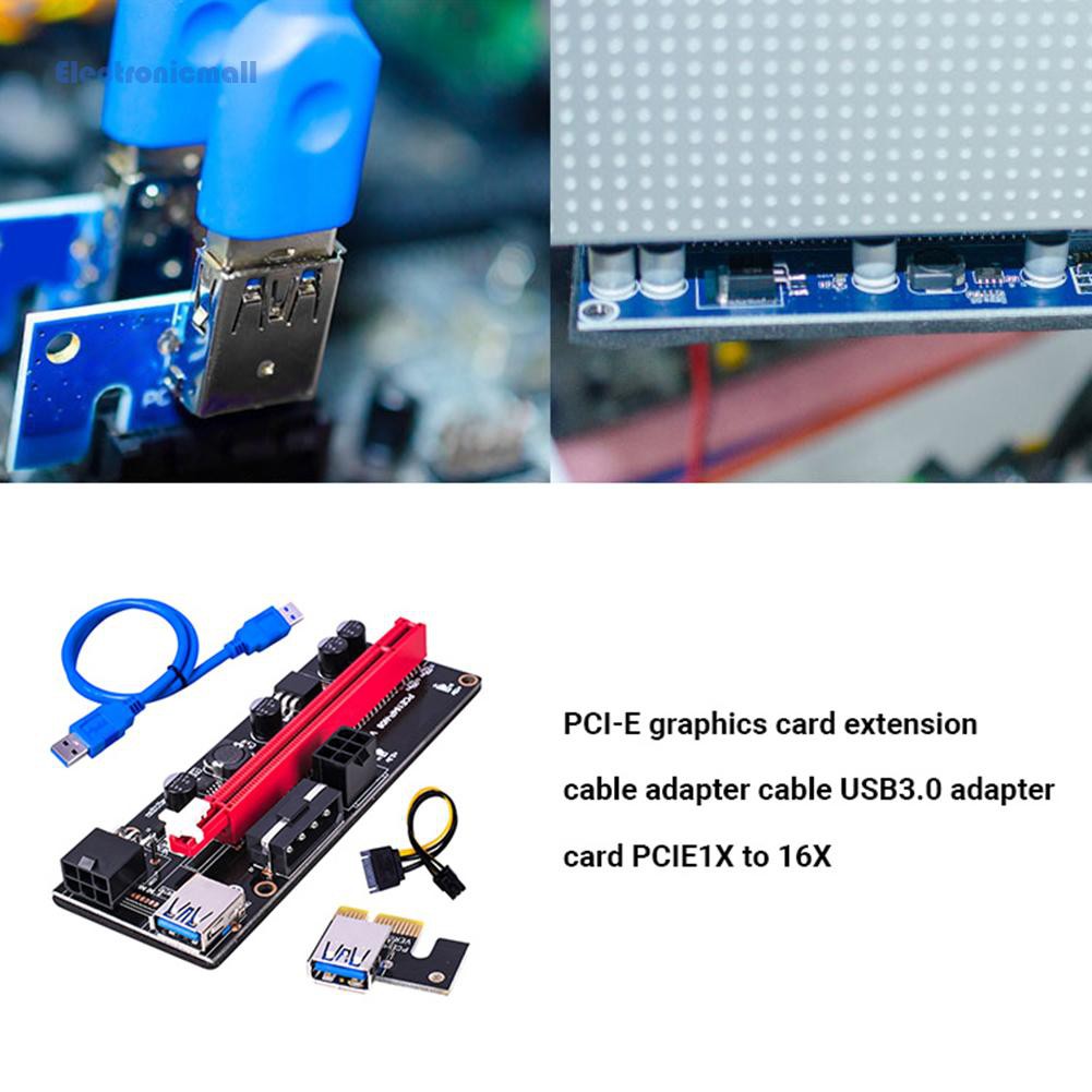 ElectronicMall01 PCI-E Riser Card PCI Express 1X to 16X Extender PCIe Adapter 4Pin 6Pin Power