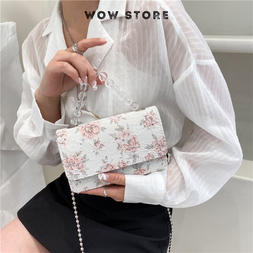 Túi xách nữ túi đeo chéo kẹp nách đẹp đeo vai xinh sang đi tiệc đi chơi Hàn Quốc cao cấp giá rẻ hoa nhí TX0014 Wow Store
