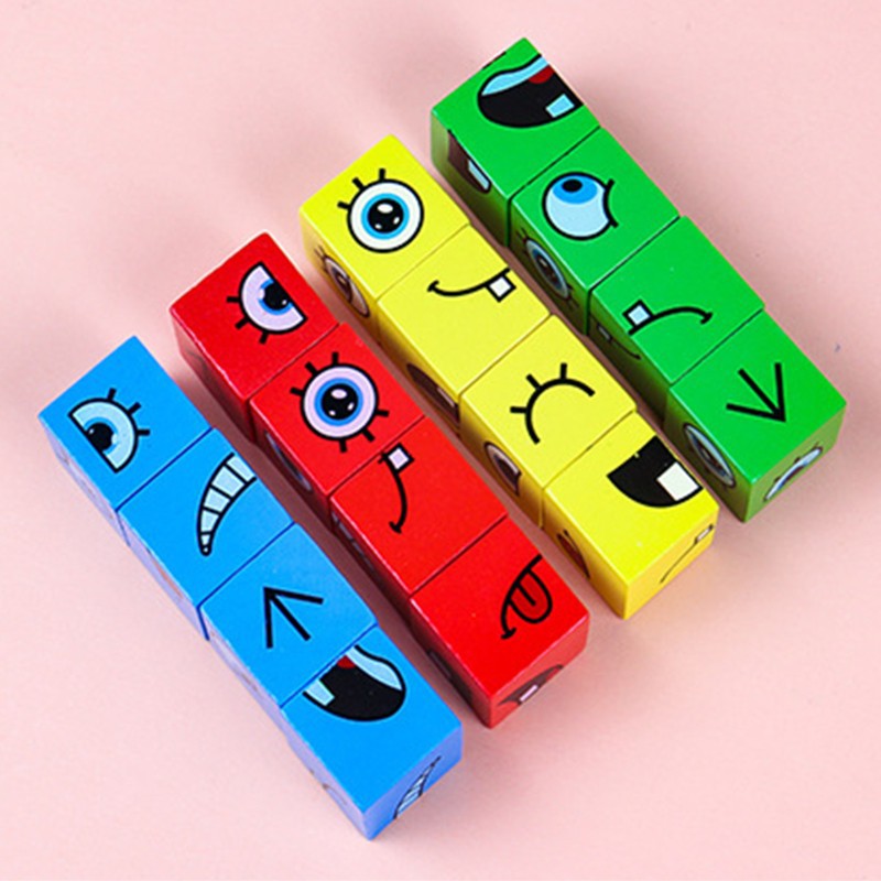 Bộ đồ chơi gỗ giáo cụ Montessori - Đồ chơi lắp ráp biểu cảm khuôn mặt