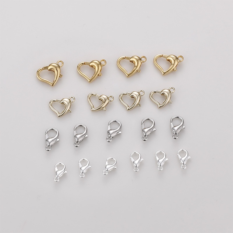 Móc Cài Nối DIY Mạ Vàng 4K Màu Vàng Đồng Hình Trái Tim Kẹp Nối Đồ Trang Sức Vòng Tay Trang Sức