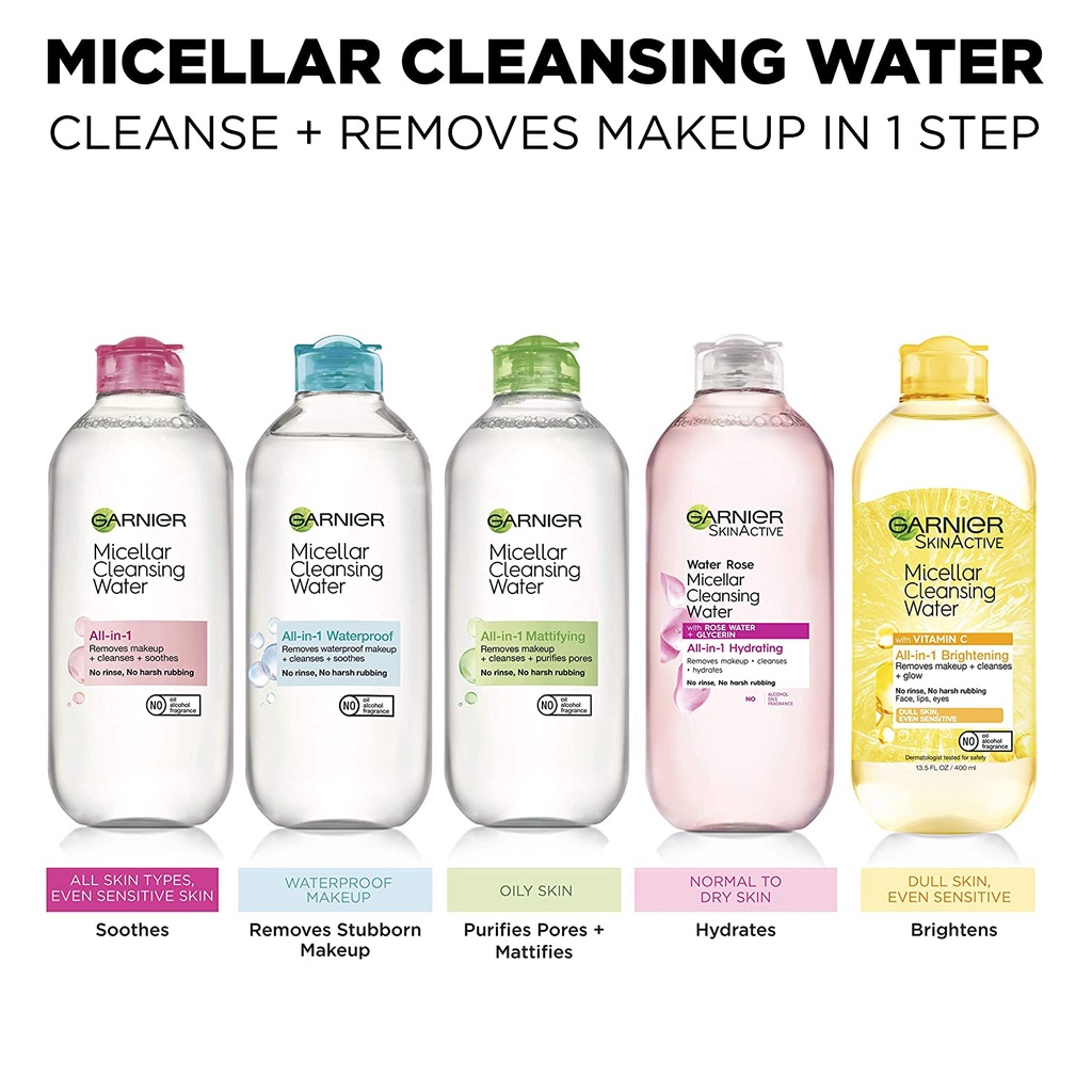 Nước tẩy trang Garnier Micellar Water nội địa Âu không chứa cồn cho da nhạy cảm, da dầu, da khô Linh Giang chínhãng