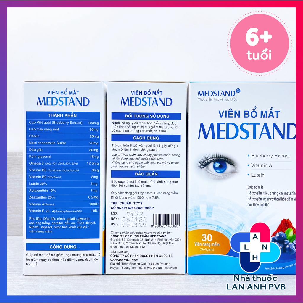 Viên bổ mắt MEDSTAND - Hỗ trợ giảm khô mắt, mờ mắt, đục thủy tinh thể.