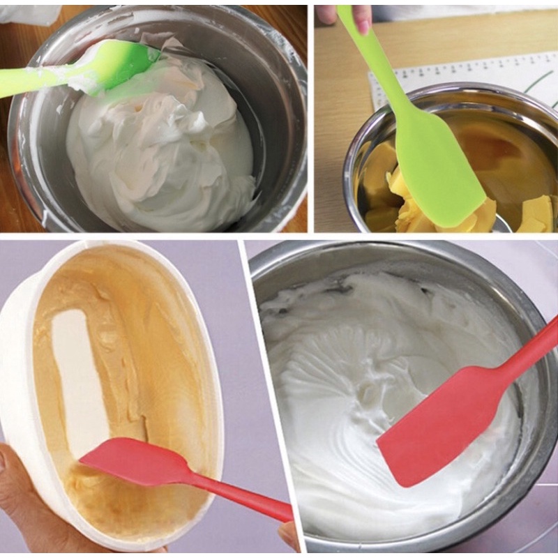 Spatula - Phới dẹt silicon 21cm đúc nguyên khối dùng để trộn bột làm bánh, lật bánh