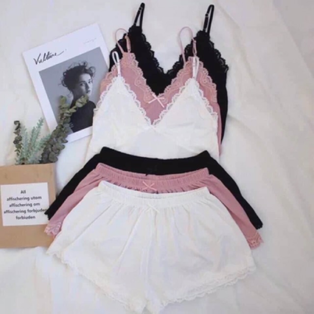 Bộ hai dây len tăm viền ren hàng cao cấp | BigBuy360 - bigbuy360.vn