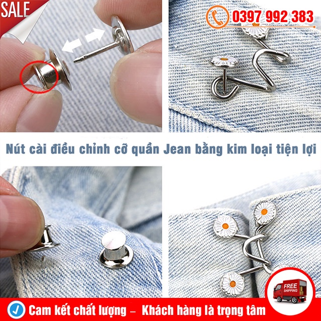 Bộ Nút Gài Điều Chỉnh Lưng Quần Cho Nữ Thiết Kế Hình Hoa Cúc Thời Trang