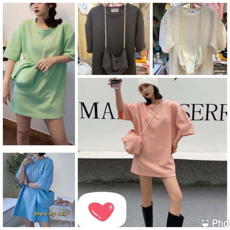 Bộ Áo Thun Oversize Cho Nữ Và Túi Xách Nhập Khẩu Cao Cấp