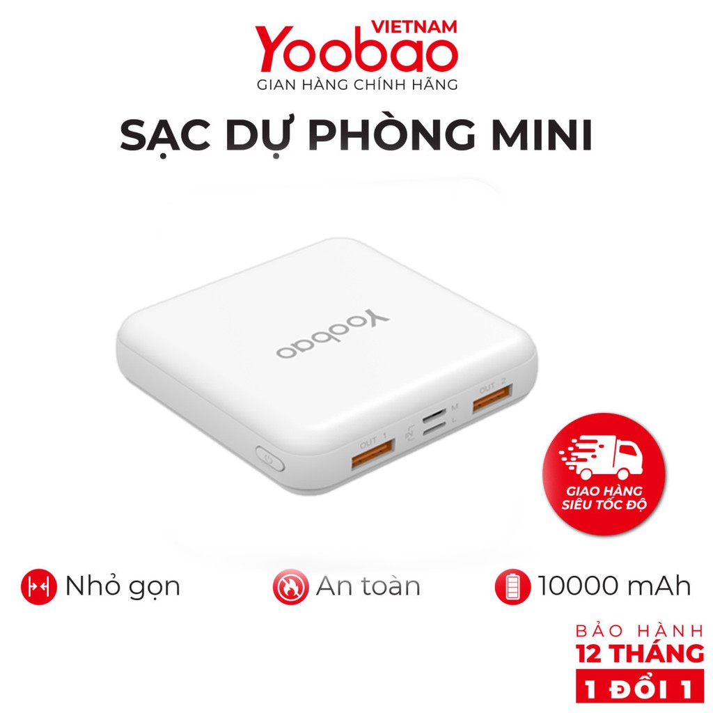 Sạc dự phòng Yoobao M4 mini 10000mAh Pin Li-Polymer cho điện thoại, máy tính bảng...