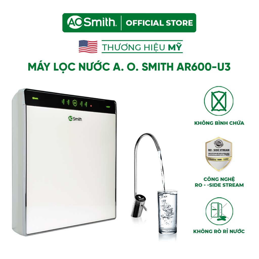 [Mã ELTECHZONE giảm 5% đơn 500K] Máy Lọc Nước A. O. Smith AR600-U3