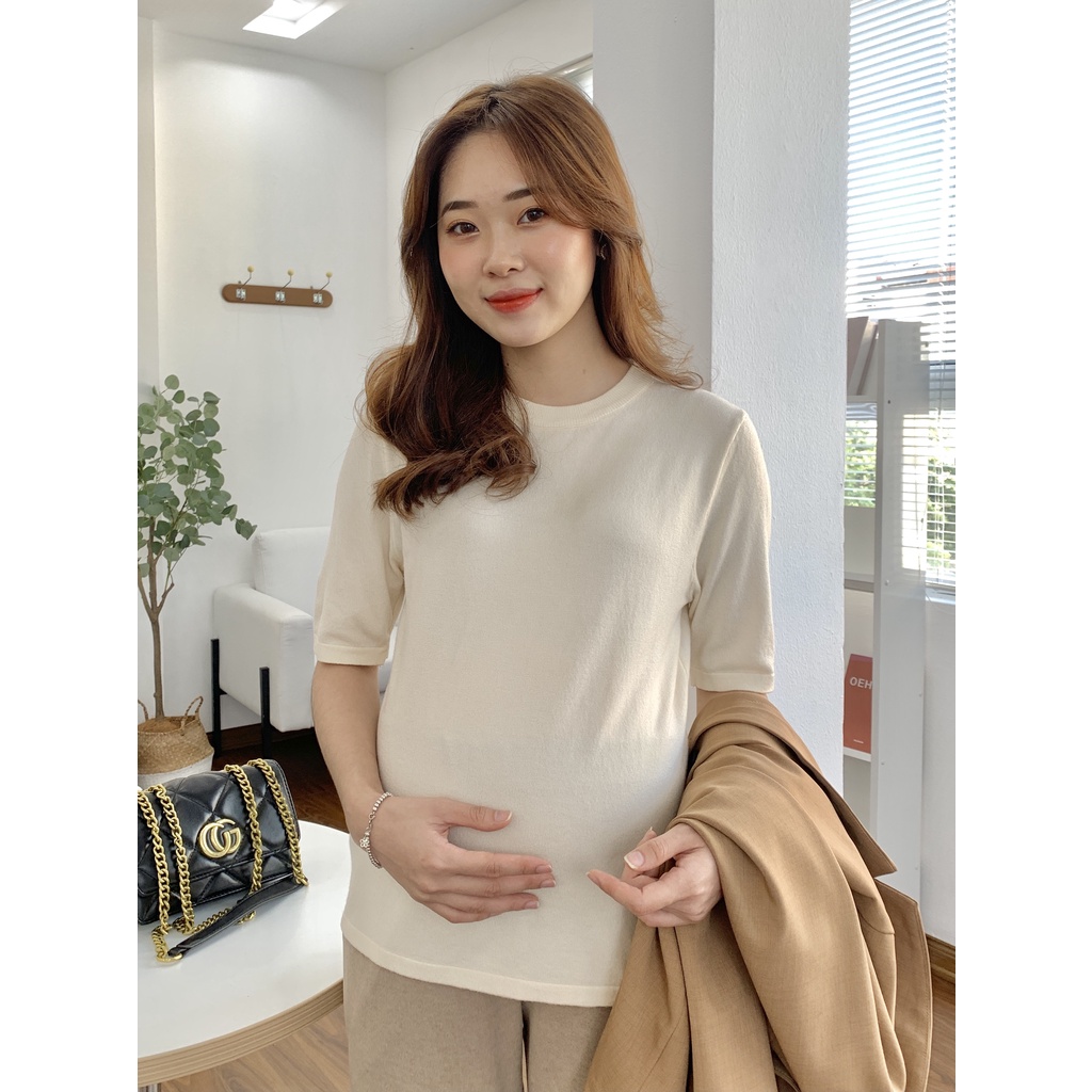 Áo bầu mùa đông Len cổ tròn tay lỡ chất len siêu nhẹ ấm áp phù hợp với mọi vóc dáng thiết kế bởi LAMME