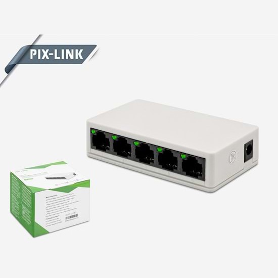 [Mã ELFLASH5 giảm 20K đơn 50K] Switch 5 Port PIX-LINK LV-SW05 chia cổng mạng RJ45 từ 1 ra 5 (Trắng)