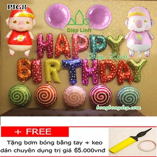 Sét bóng trang trí sinh nhât mẫu heo