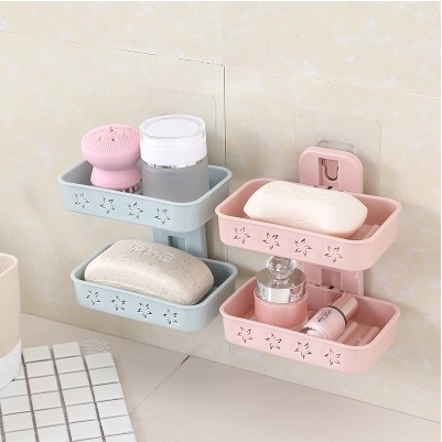 Khay Đựng Xà bông Dán Tường, Kệ Dán Tường Kệ Nhà Tắm 2 ngăn