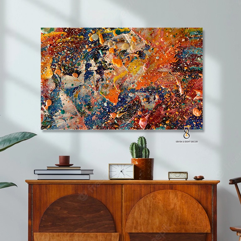 Tranh Canvas | Tranh Trừu Tượng Phong Cách Sơn Dầu 1FHOIL034 | Tranh Căng Khung Cao Cấp | Tặng Kèm Đinh Đa Năng
