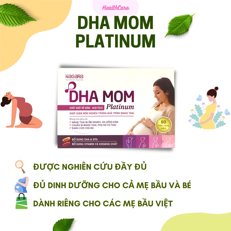 Bổ Bầu DHA Mom Platinum - Bổ Sung DHA, Sắt, Axit Folic và Đầy Đủ Vitamin Cho Cả Bà Bầu và Bé