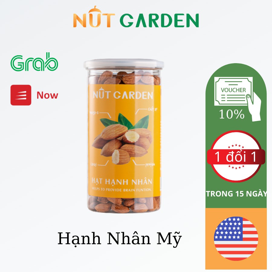 Hạt Hạnh Nhân Rang Nut Garden - Almonds Nhập Khẩu Mỹ, Rang Nguyên Vị, Đã Được Bóc Vỏ - 250gr, 500gr