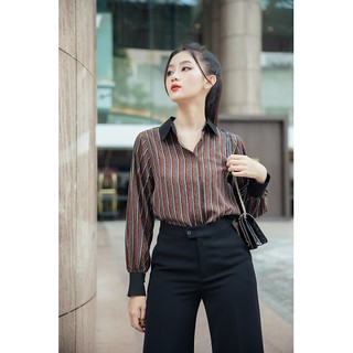 Áo Sơ Mi Nữ Công Sở GILLEE Lụa Sọc Maris