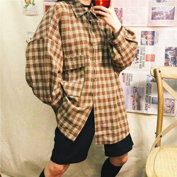 ÁO SƠ MI KẺ CARO ULZZANG / ÁO SƠ MI FORM RỘNG OVERSIZE HOT - (Sp sẵn)